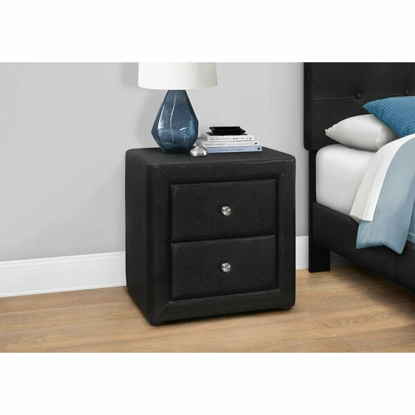 Daphnes Dinnette 21 in. Bedroom Accent Leather Look Night Stand, Black DA2433100